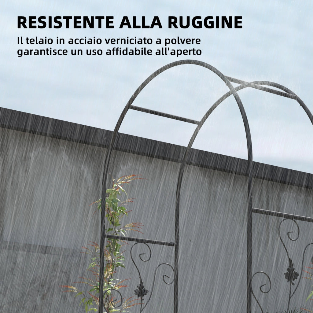 Arco da Giardino con Cancello e Traliccio ¨C Zephmum ¨C Metallo, Nero, 2.2x1 m