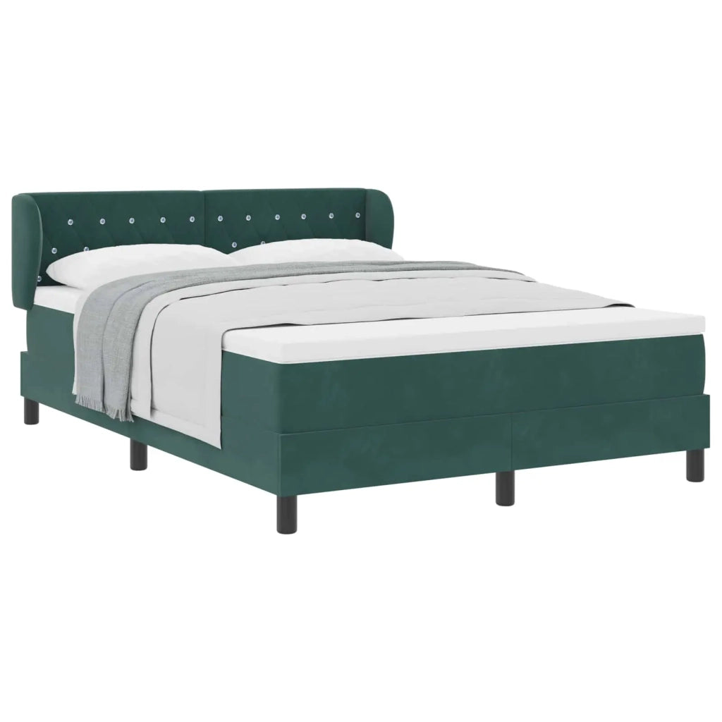 Letto a molle con testiera Verde scuro 140 x 200 cm Velluto 3340337