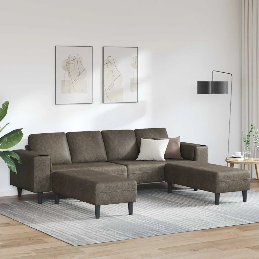 Set di divani 3 pcs Grigio scuro Pelle scamosciata sintetica