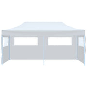 Tenda Pieghevole Pop-Up con Pareti Laterali-Tenda Gazebo 3x6m Acciaio Bianco