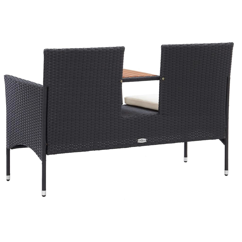 Panca da giardino mobili da esterno per patio terrazza 2 posti e tavolo da tè 143 x 65 x 88 cm resina intrecciata nera 02_0011311