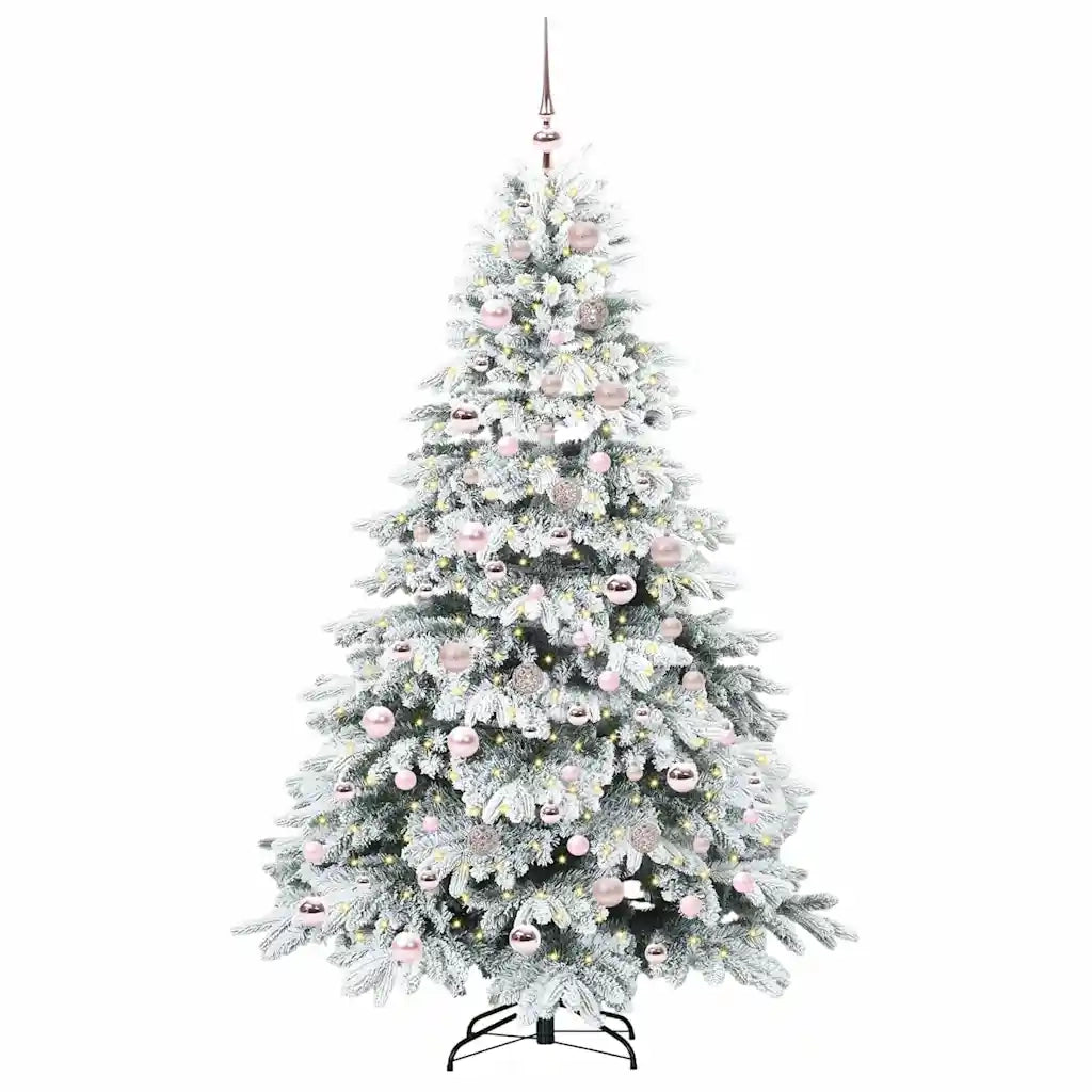 Albero di Natale | Decorazioni natalizie artificiale con 300 LED Bianco 180 cm PE e PVC