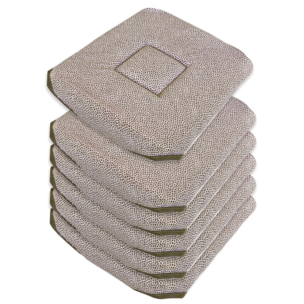 Set 6 Cuscini Sedia Cotone Con Alette Lavabili Morbidi Universali Moderni Coprisedia Maculati Marrone