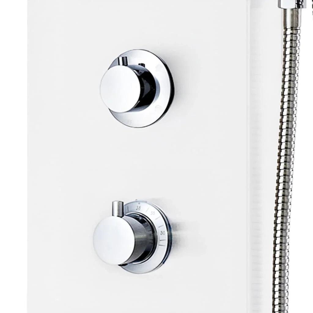 Pannello doccia con soffione e rubinetto alluminio 130 cm bianco 02_0003430