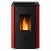 Stufa pellet roxy 7,87 kw colore bordeaux volume riscaldabile 180 m³ classe a+