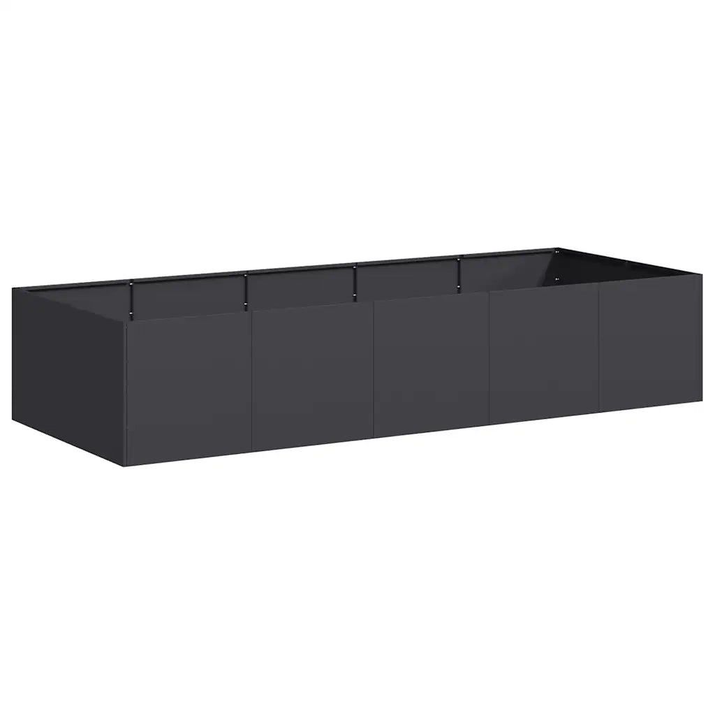 Fioriera-Vaso da Esterno-Contenitore per Piante Nera 200x80x40 cm in Acciaio