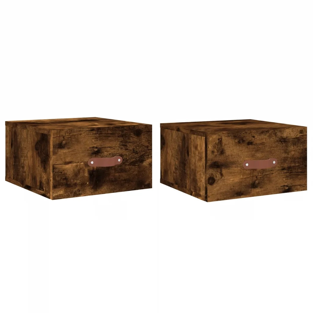 Comodini a Muro 2 pz-Set di 2 Tavolino da notte Rovere Fumo 35x35x20 cm 410709
