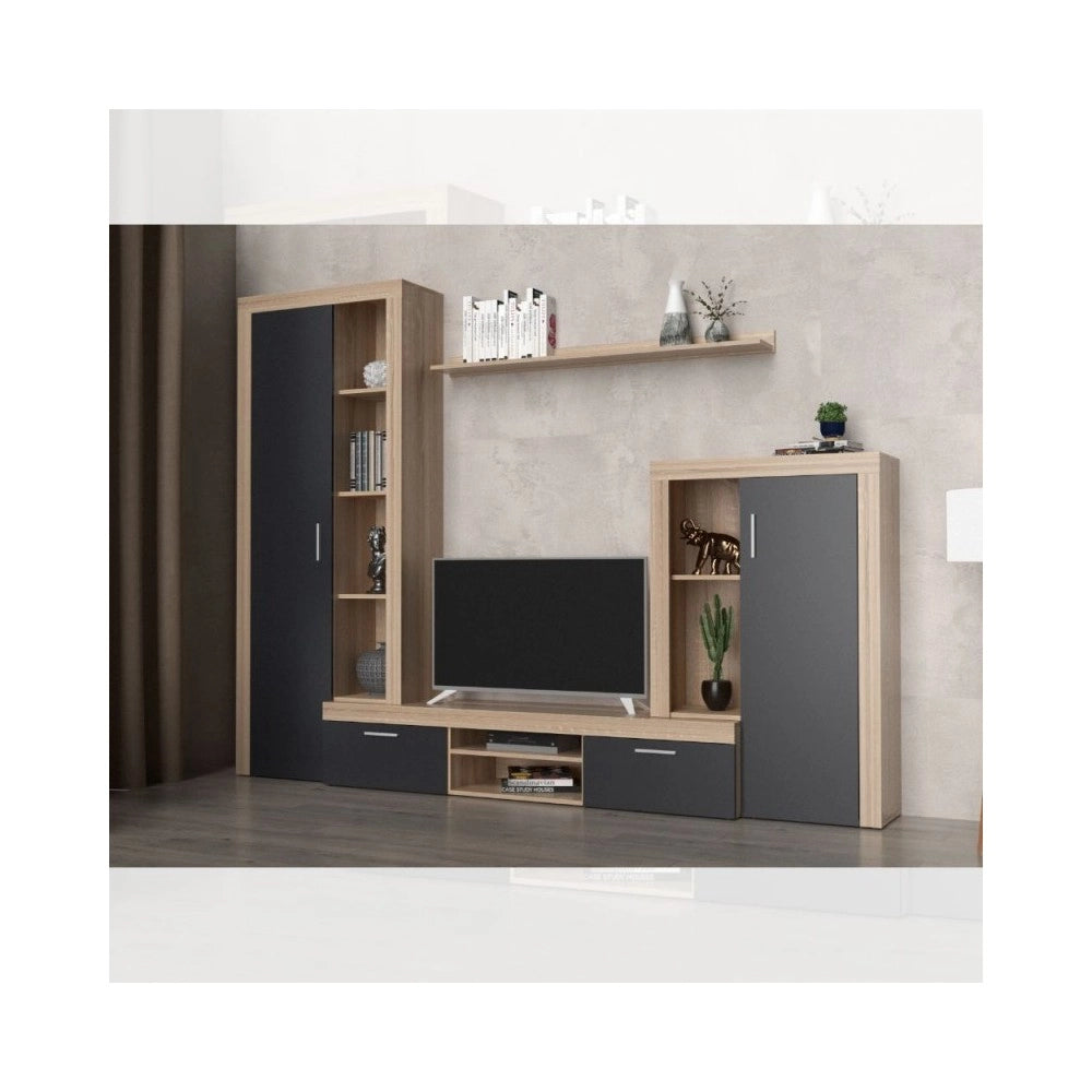 Parete attrezzata Nobel 263,1x40x202h colore rovere sonoma e grafite