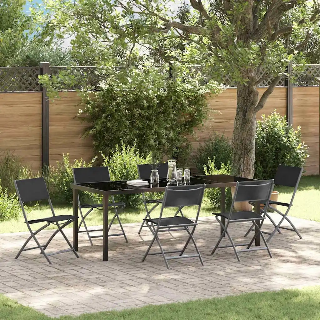 Set da Pranzo per Giardino 7 pcs Nero 3379378