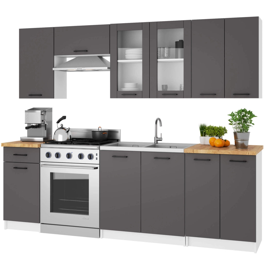Vetrina da cucina sospesa Bianca 80 cm 2 porte Colore frontale Grigio Grafite 80x30,5x72 cm