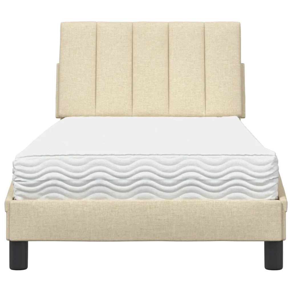 Letto con Materasso Hanko Crema 90x200 cm in Tessuto