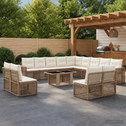Set Divano da Giardino 14 pz Beige e Bianco Crema polyrattan 3436869