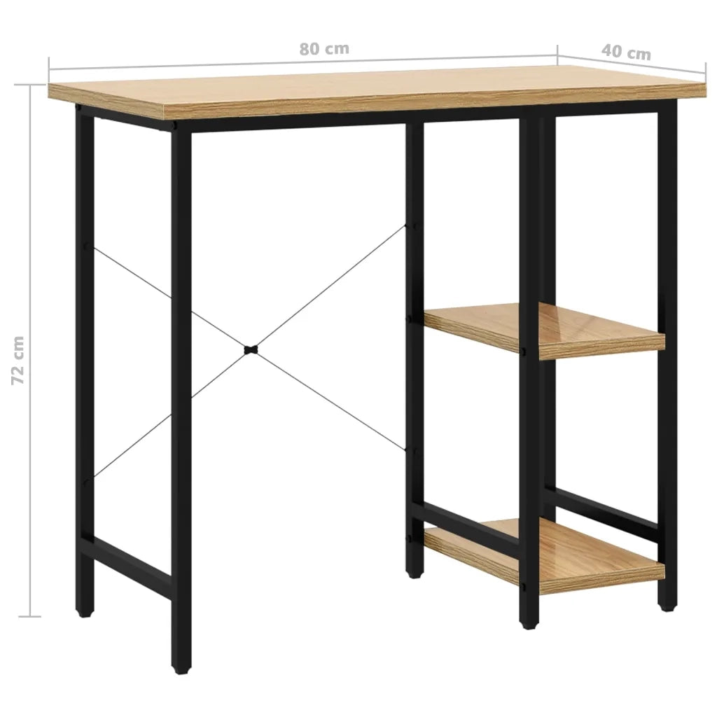 Scrivania Computer Nera e Rovere Chiaro 80x40x72cm MDF Metallo 20557