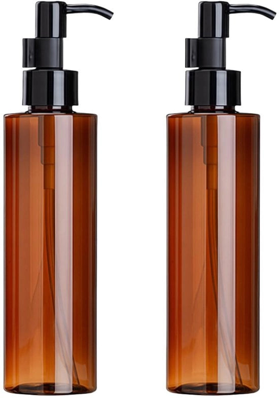 Set di pompe per crema da 200 ml in plastica ambra, non lavabile, con pompe nere, confezione da 2 pezzi, contenitore per trucco