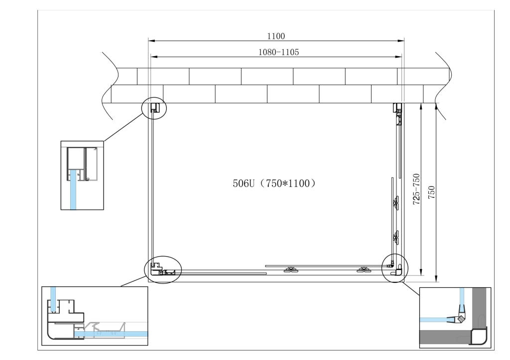 Box Cabina Doccia 3 Lati Vetro Fisso Laterale + Due Lati Scorrevoli Vetro 6 mm H 190 cm 75x110x75