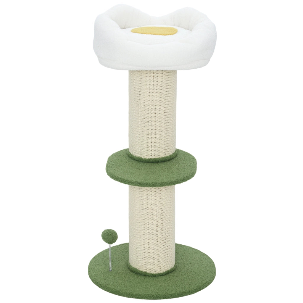 Albero tiragraffi per gatti a 3 livelli con palla e sisal ¨C zephmum ¨C verde ? 45x92 cm