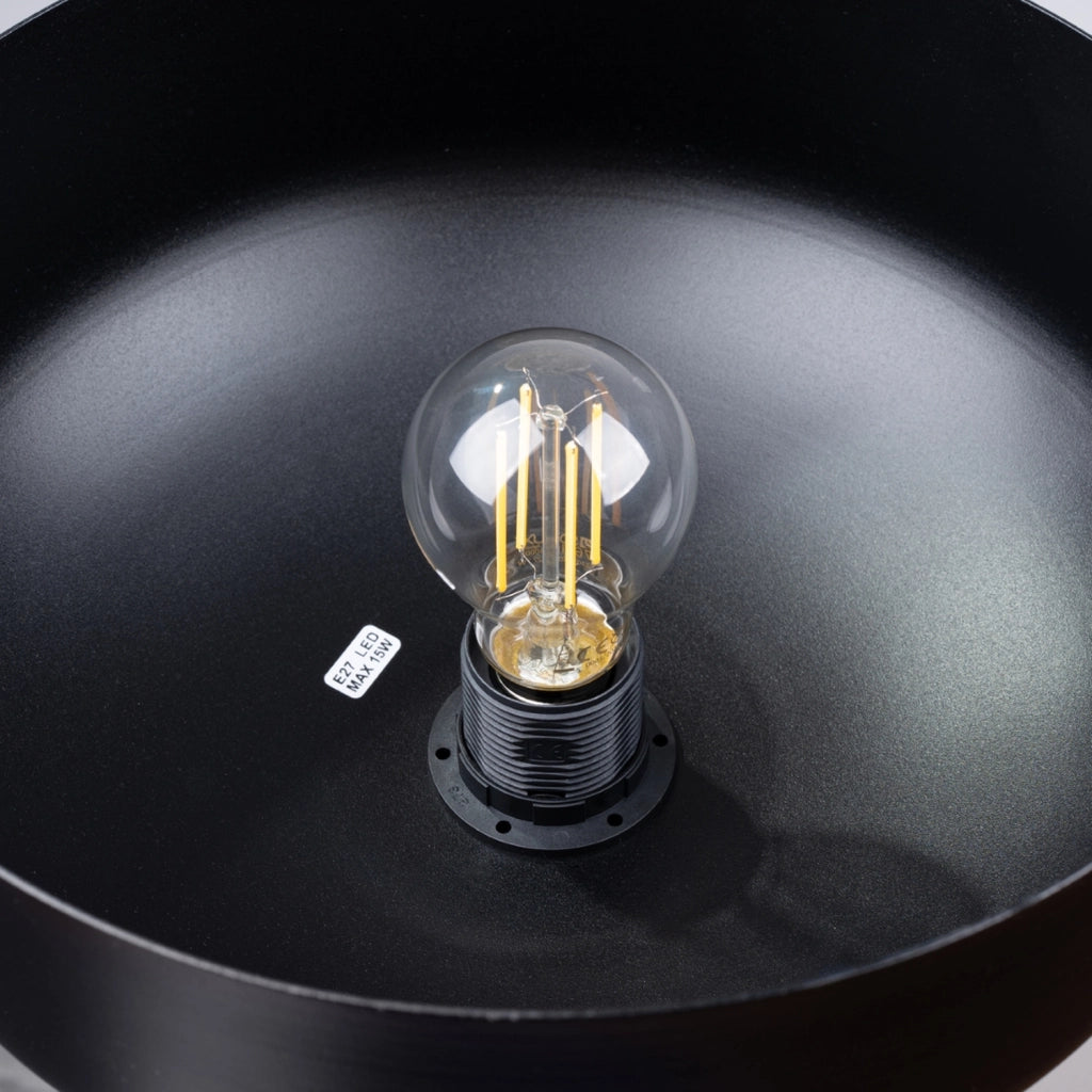 Lampada sospensione nera legno ELODEA E27 15W Pure Lume