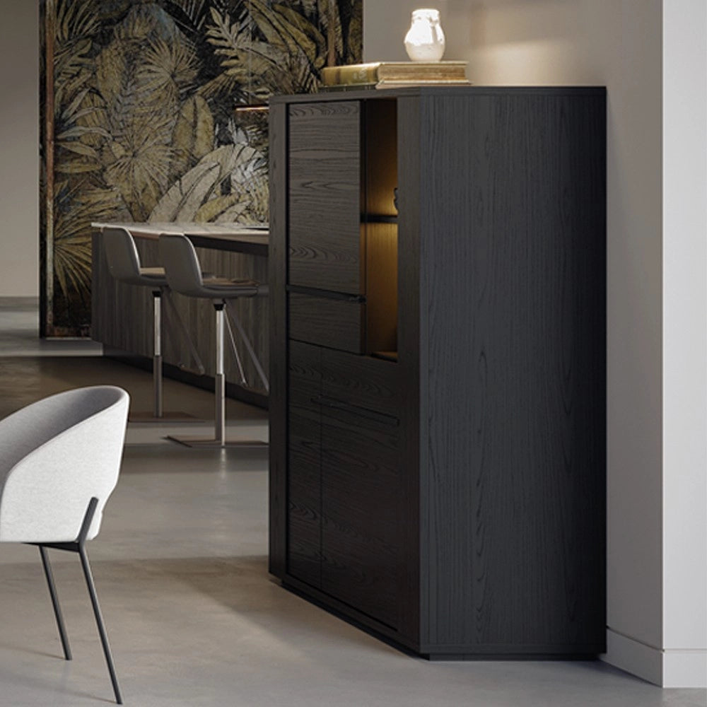 Vetrina credenza 2 ante nero Alce 117x49x157h