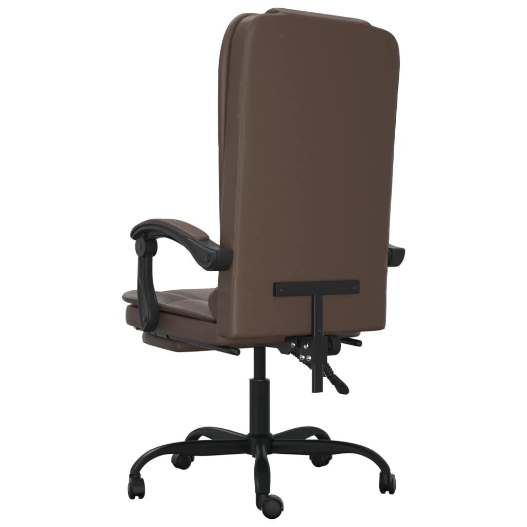 Poltrona massaggiante reclinabile per ufficio computer studio similpelle marrone 02_0025410