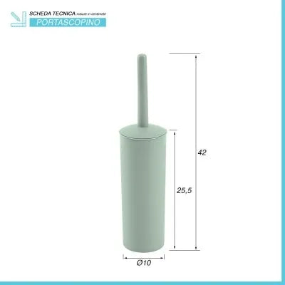 Scopino wc da appoggio verde acqua in plastica con portascopino