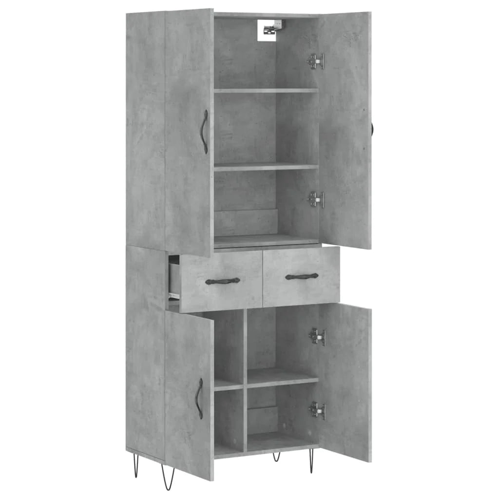 Buffet credenza cassettiera mobiletto mobile contenitore organizer cucina soggiorno salotto alto 69,5 x 34 x 180 cm legno ingegnerizzato grigio 02_0034701
