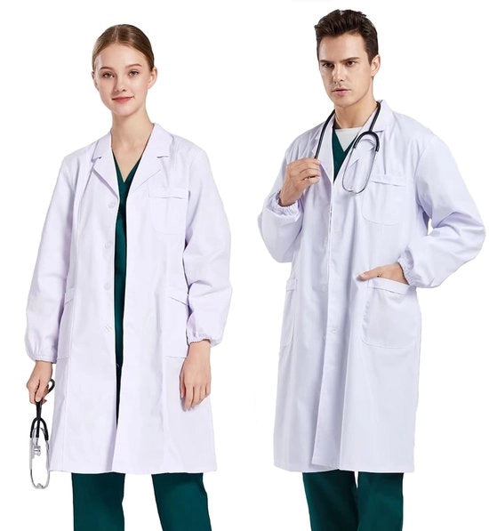 Cappotto di laboratorio in cotone, con maniche lunghe, impermeabile e ad alta respirabilità, taglia unisex.