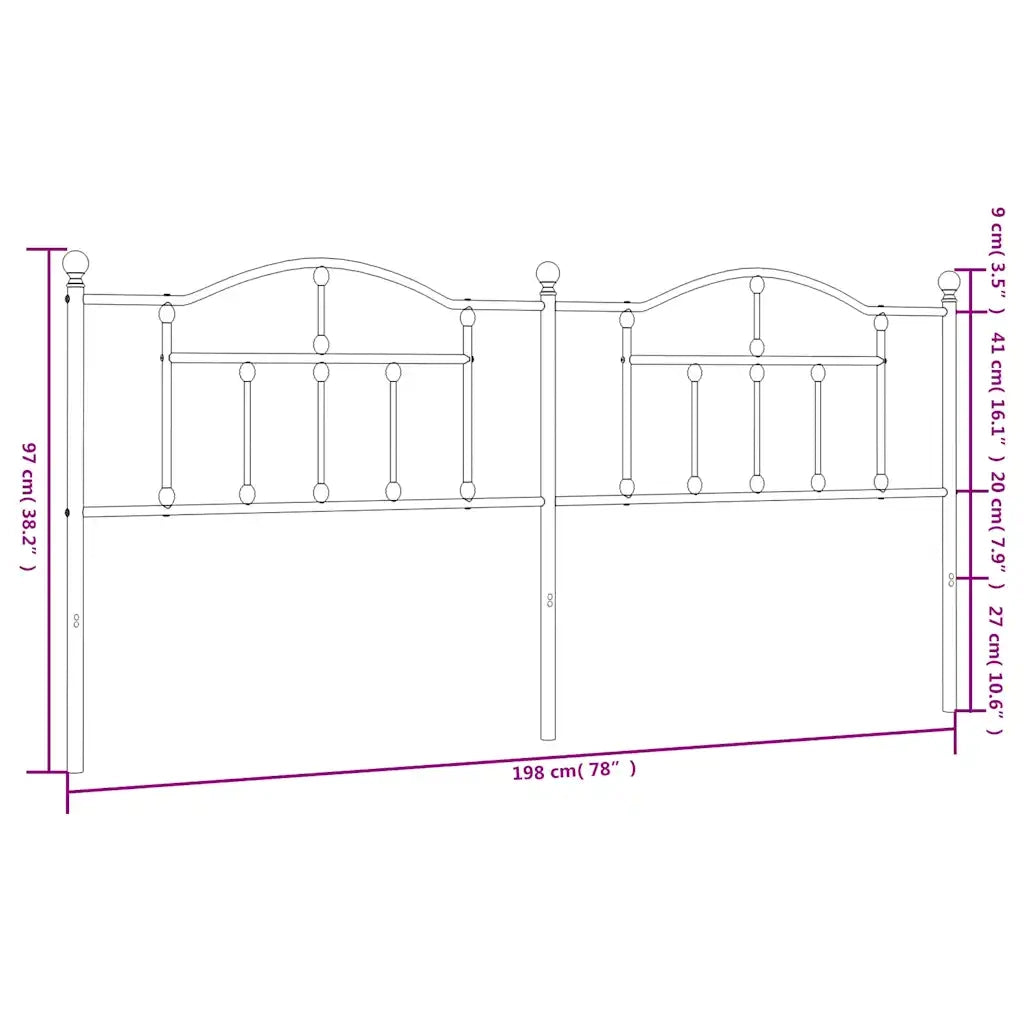 Testiera in Metallo-Testiera in Ferro-Testata Bianco 193 cm 769846