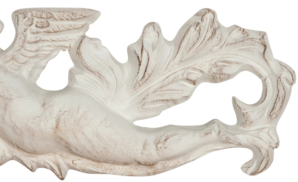 Biscottini Sopraporta in legno finitura bianco anticato L87xPR4xH22 cm Made in Italy
