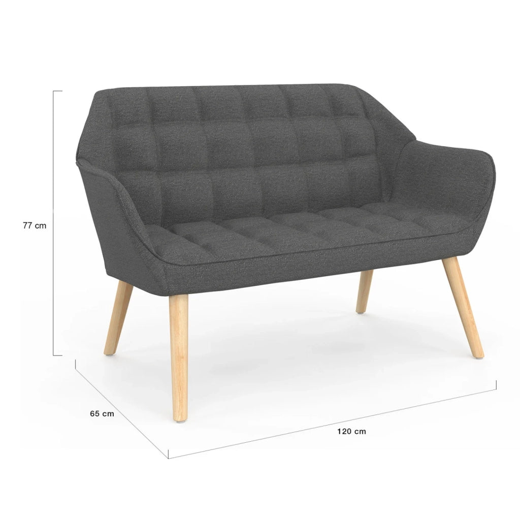 IDMarket - CASTILLE Divano scandinavo dritto a 2 posti in tessuto trapuntato grigio antracite