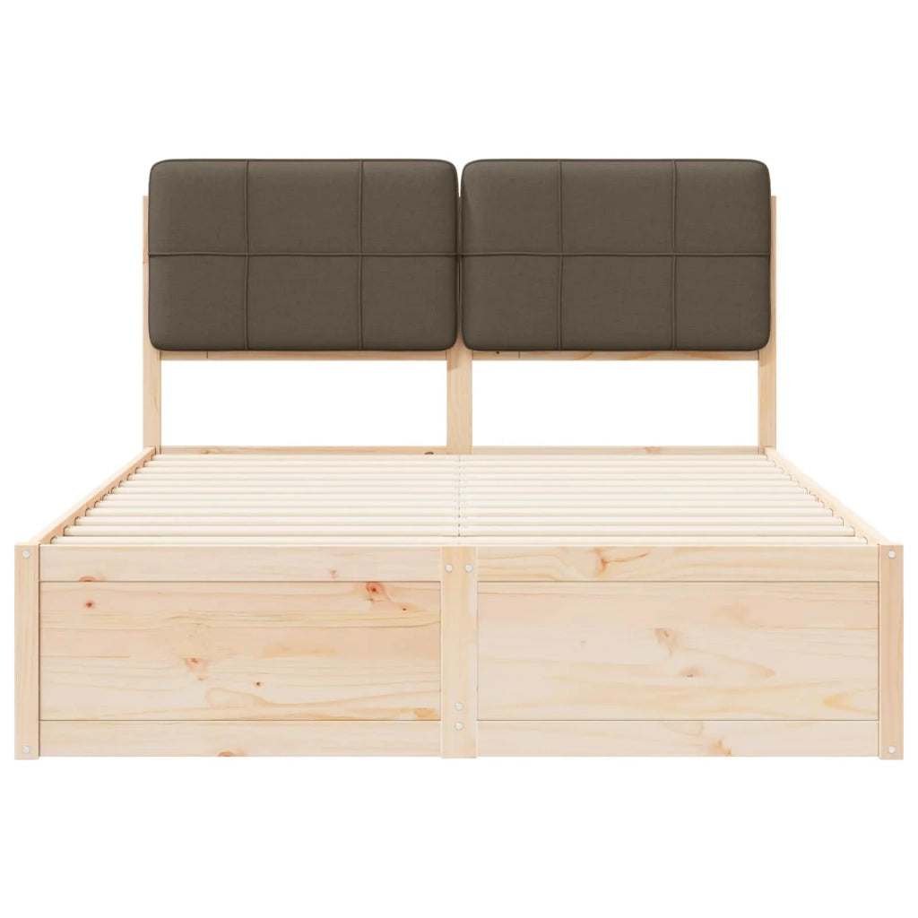 Letto con Testiera Rivestita Talpa 140 x 190 cm Pino massello