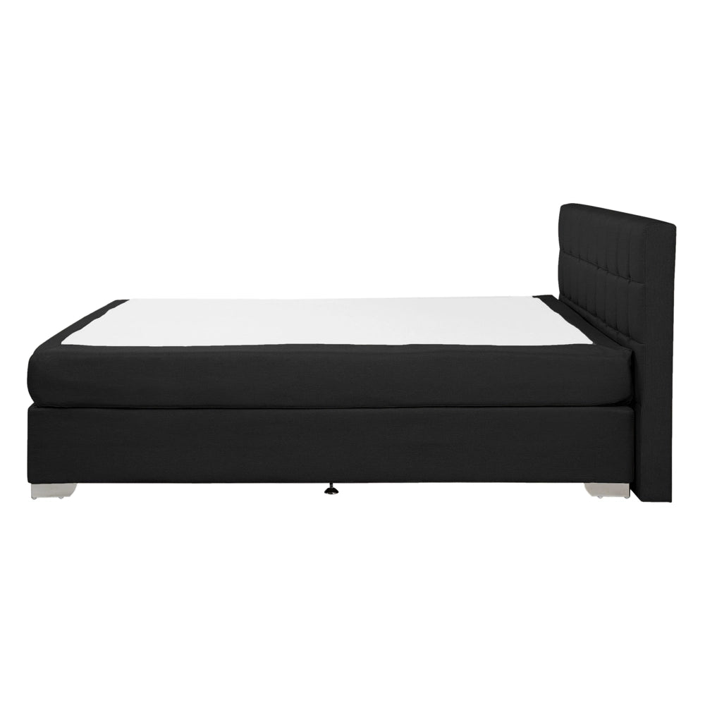 Divano letto matrimoniale in tessuto Nero imbottito con struttura 140 cm 6 con testiera capitonné e materasso a molle insacchettate