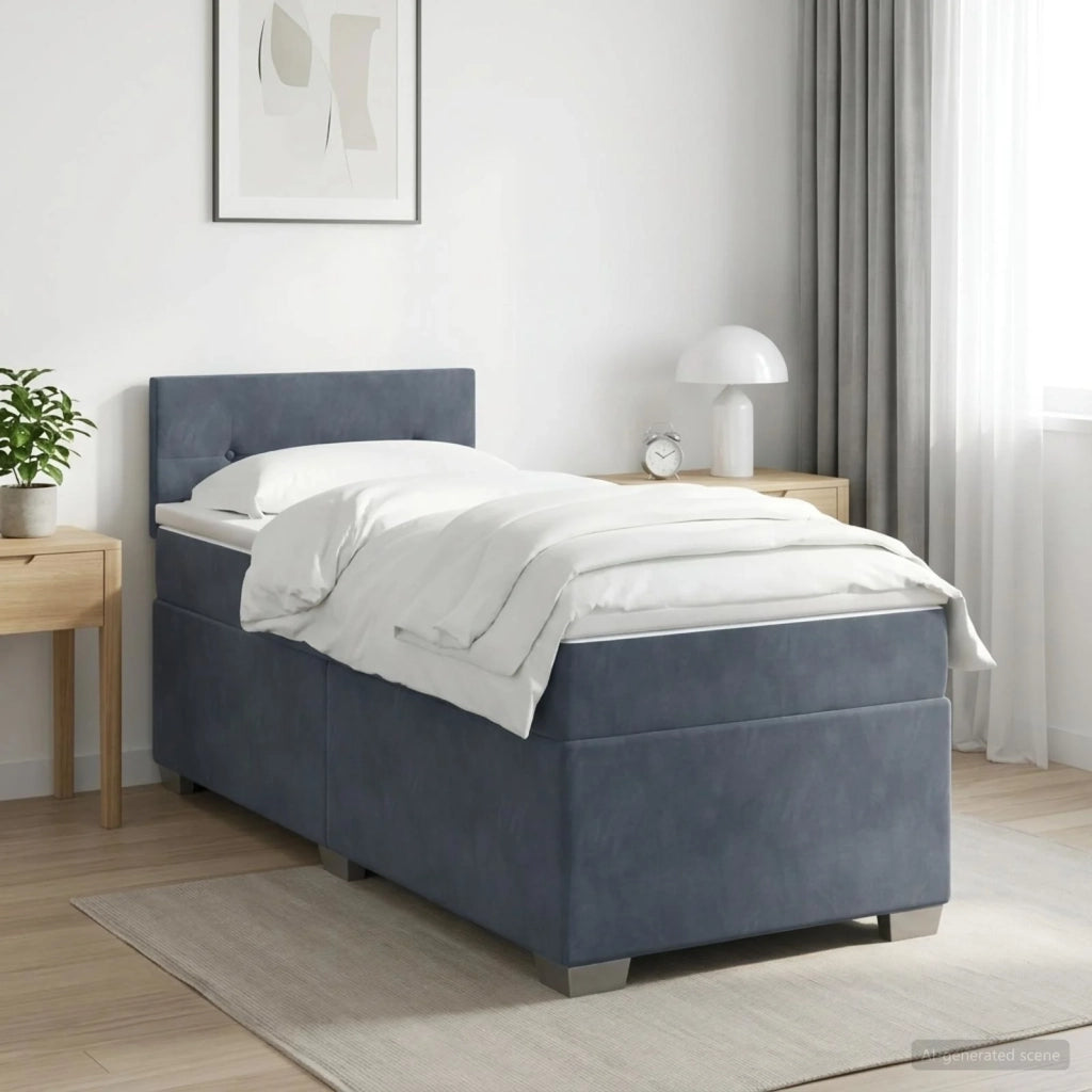 Letto con Box Spring, Materasso e LED Grigio Scuro 80 x 200 cm 3452067