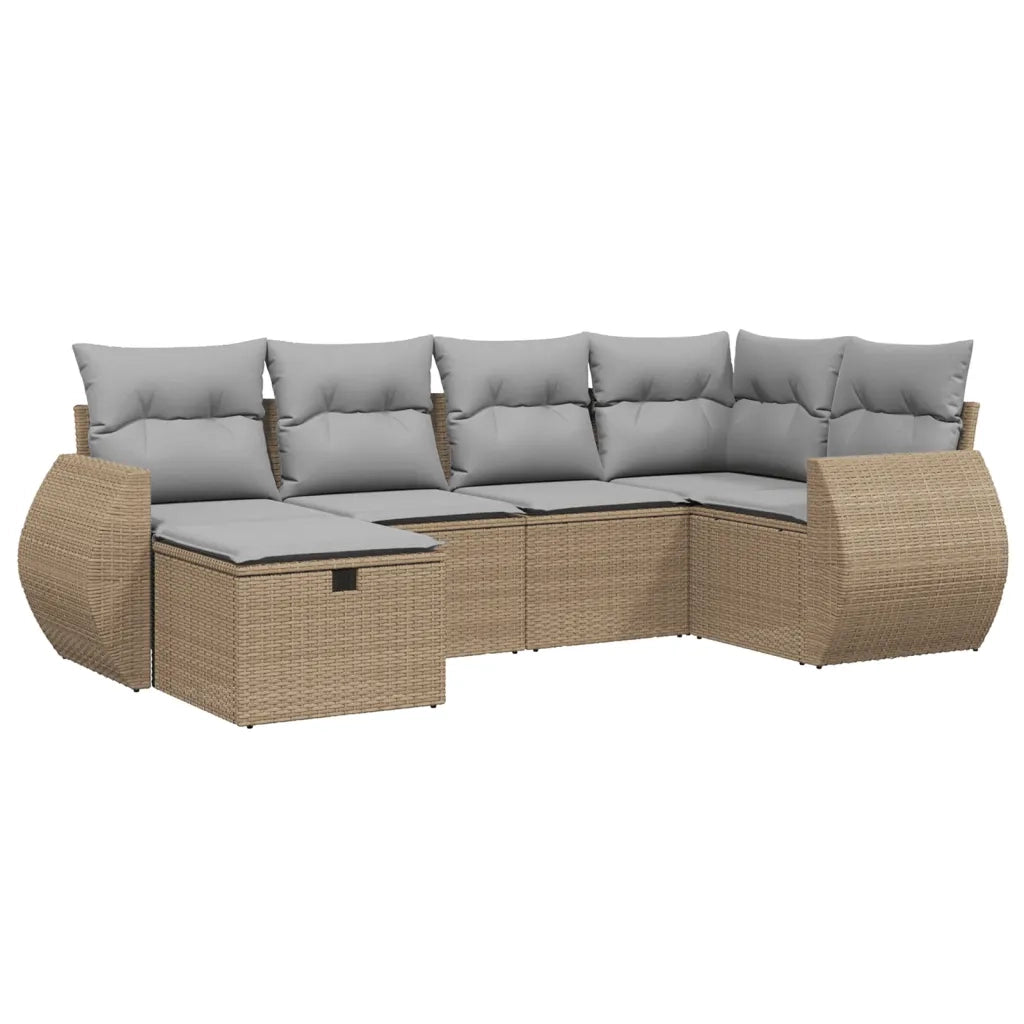 Set Divano da Giardino 6 pz con Cuscini Beige Misto Polyrattancod mxl 92457
