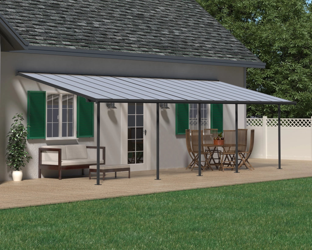 Pergola Sierra Addossata in Alluminio  3X9.2 m Grigio