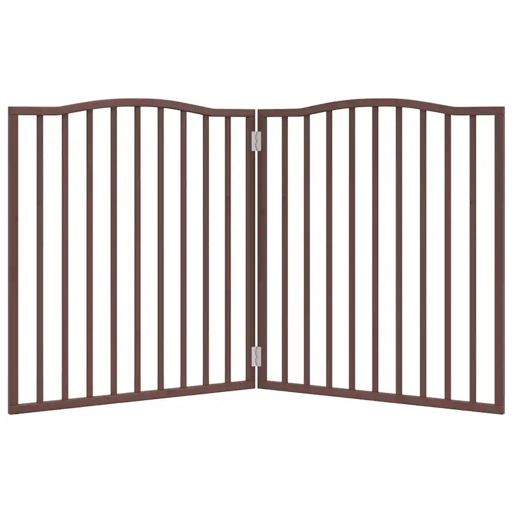 Cancello Cani Pieghevole 2 Pannelli Marrone 160cm Legno Pioppo 352234