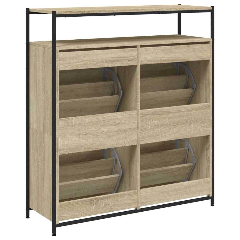 Scarpiera mobile contenitore per scarpe mobile per ingresso/corridoio/soggiorno 4 cassetti a ribalta marrone Sonoma 02_0021373