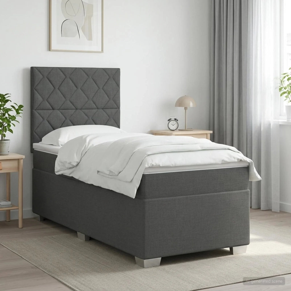 Letto box spring con materasso Grigio Scuro 80 x 200 cm Tessuto 3453284