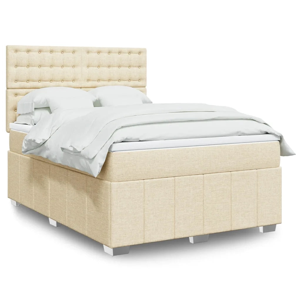 vidaXL Giroletto a Molle con Materasso Crema 140x19 cm in Tessuto