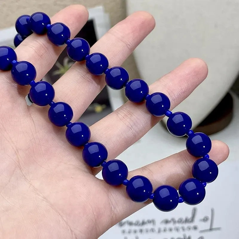 Collana di perle blu scuro fatta a mano: regalo per donna