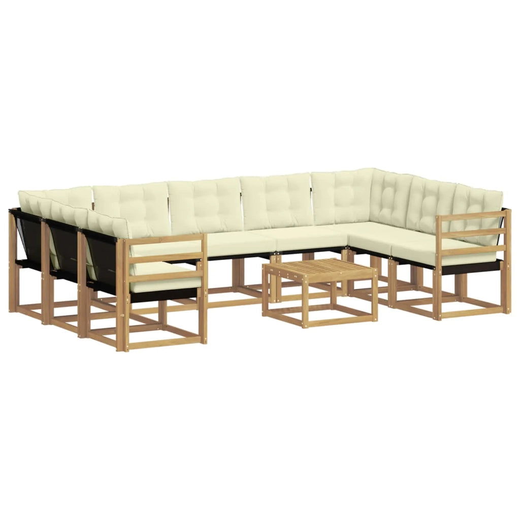 Set di divani da esterno con cuscino 10 pcs Bianco e Crema