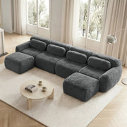 OKWISH Divano Modulare a U, senza Montaggio, Configurazione Libera e Base Antiscivolo, Peluche, Grigio
