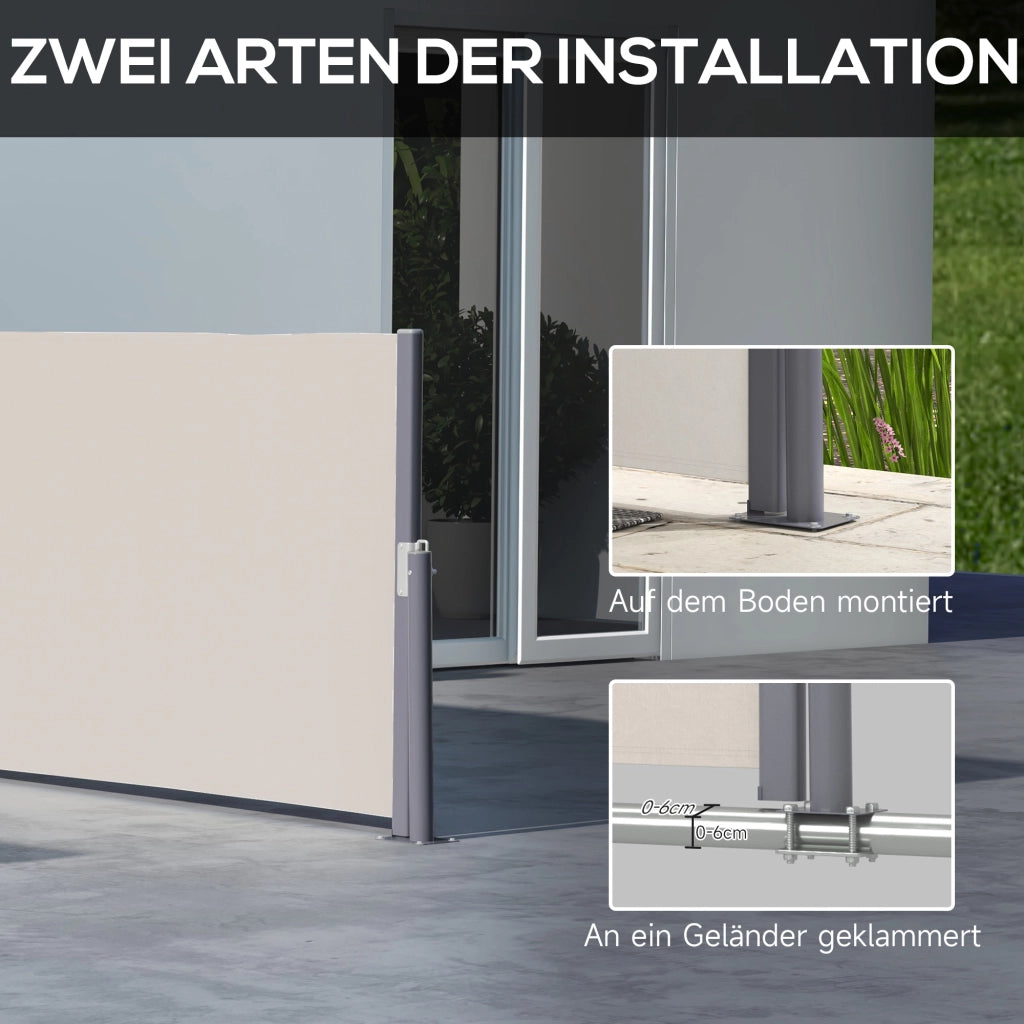 Tenda da sole laterale estraibile ¨C zephmum ¨C grigio chiaro 300x100 cm