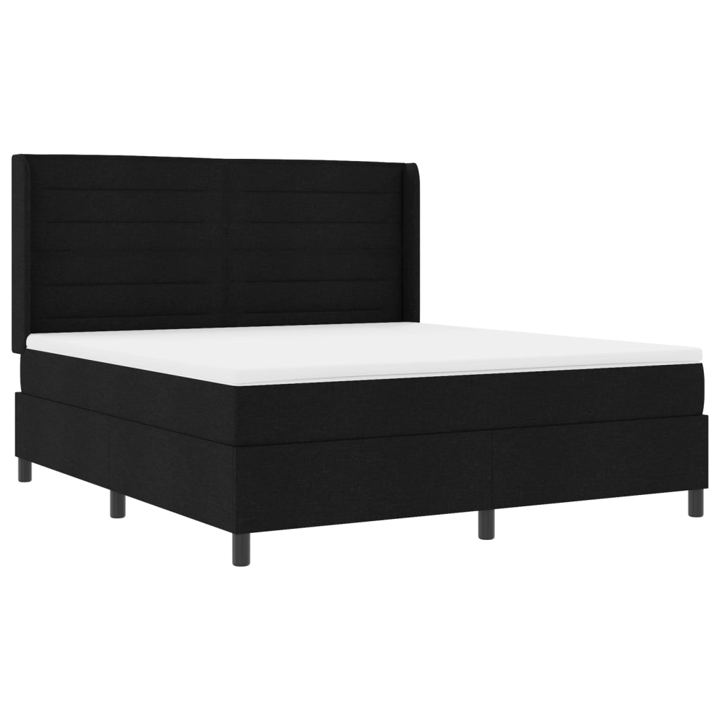 Letto Box Spring con Materasso Nero 180x200 cm Tessuto