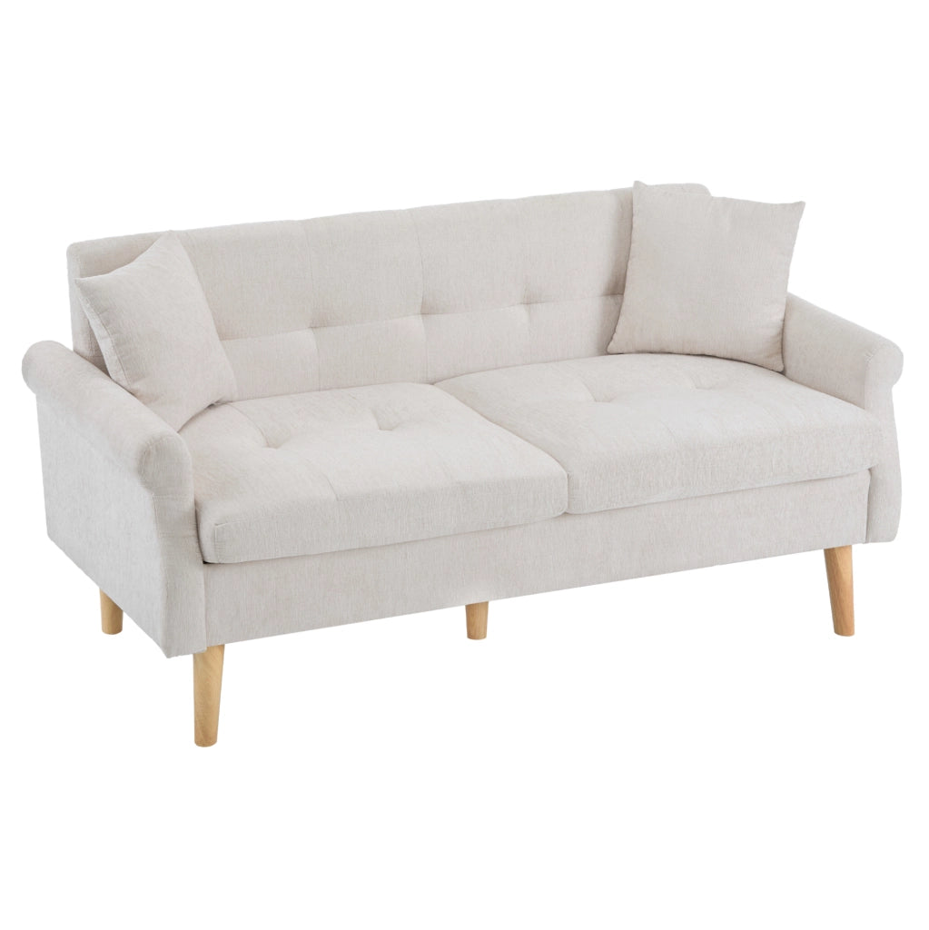 Divano 162x74x77 cm con cuscino seduta 15 cm in ciniglia beige