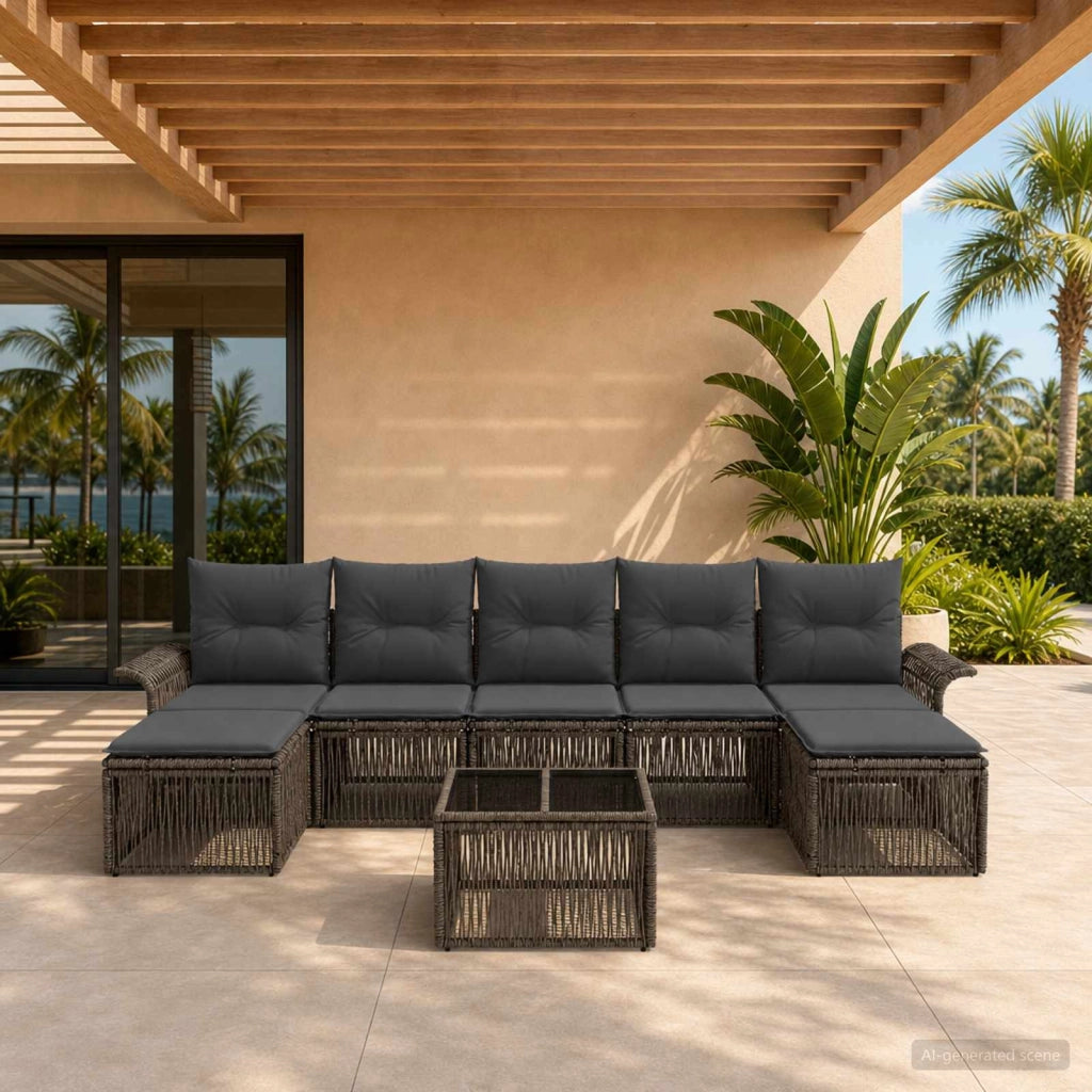Set Divano da Giardino 8 pz Grigio polyrattan 3434918