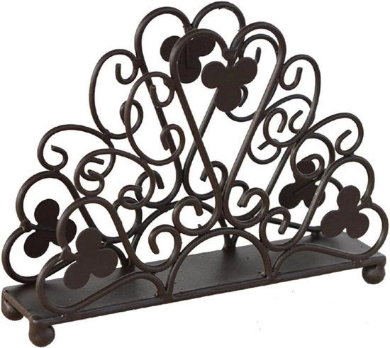 Servizio per tovaglioli in metallo antico con patina rossiccia - contenitore per tovaglioli - decorazione da tavola in stile retro