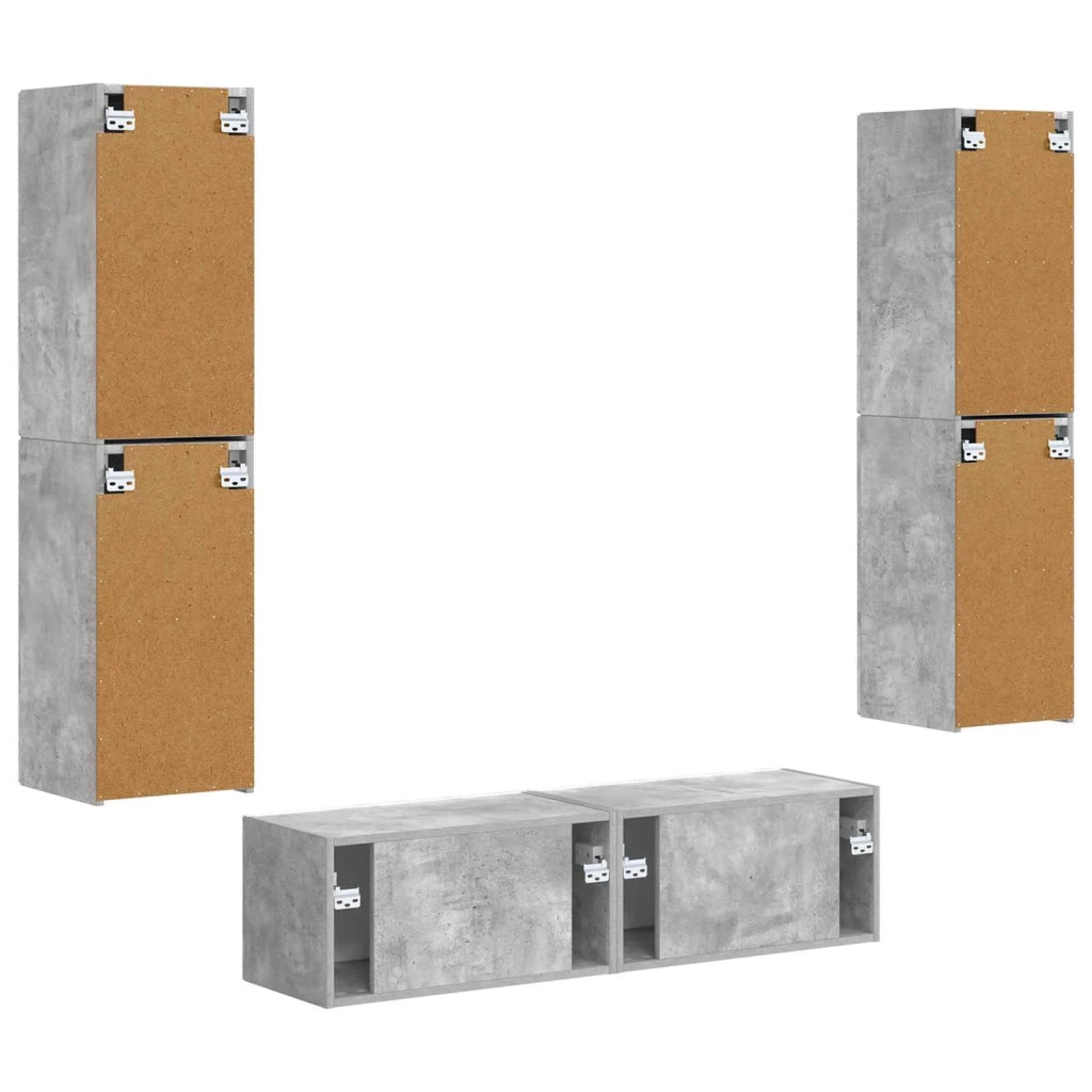 Set mobile TV 6 pz | Armadietto TV | Mobile Porta TV Grigio cemento Legno multistrato