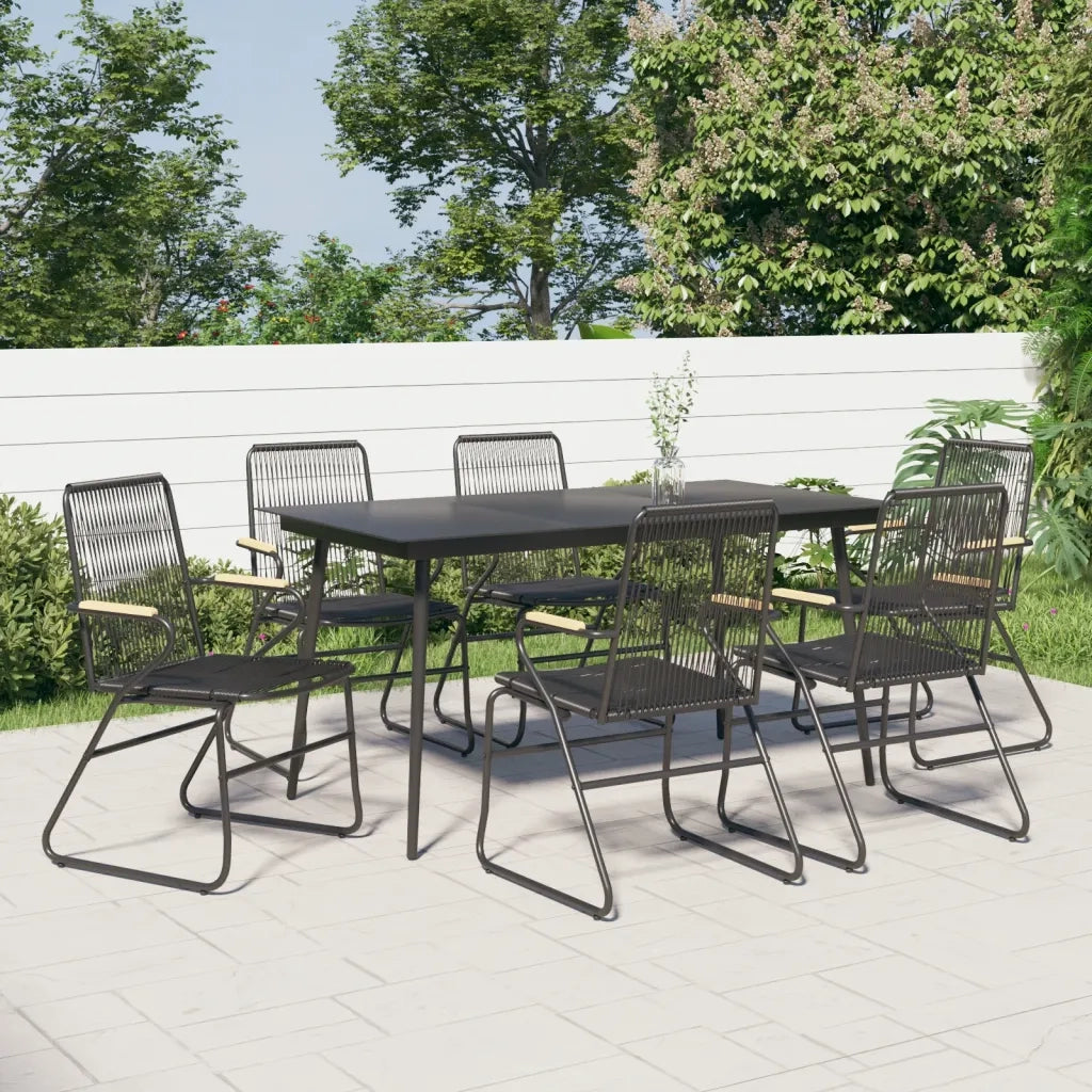 Set da Pranzo da Giardino 7 pz Nero in Rattan PVCcod mxl 120410