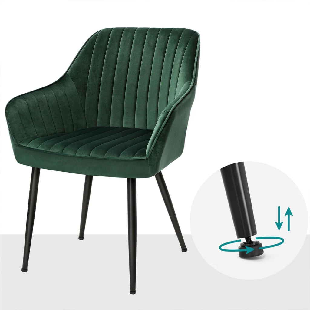 Sedia da pranzo poltrona seduta imbottita con braccioli larghezza seduta 49 cm gambe in metallo rivestimento in velluto portata 110 kg per soggiorno o camera da letto verde 12_0004919