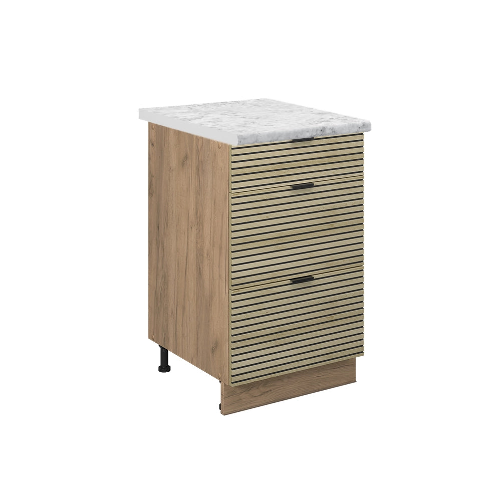 Mobiletto base per cucina Fame-Line Pannello in quercia/Rovere dorato 50 cm, PL Marmo Vicco